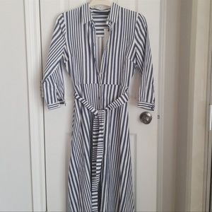 Zara cotton midi belted stripe beautiful dress size Small